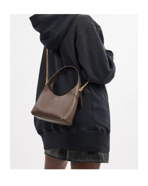 COACH Brown Brooklyn 23 Logo Printed Shoulder Bag