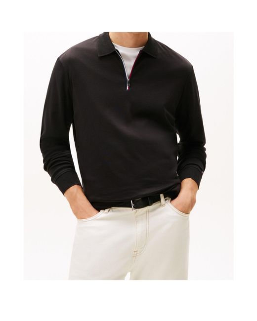Tommy Hilfiger Black Long Sleeve Polo Shirt for men