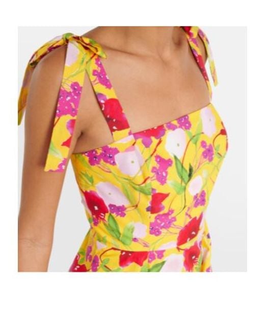 Carolina Herrera White Floral Print Midi Dress