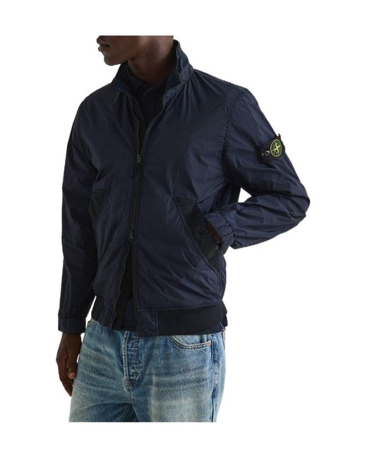 Stone Island Blue Stand-Collar Bomber Jacket for men