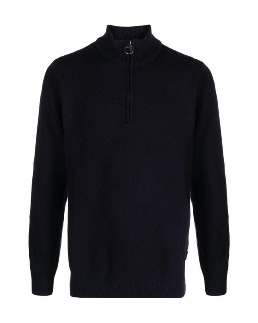 Barbour Blue High-Neck Knitted Jumper for men