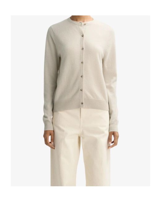 Soft Goat White Buttoned Round-Neck Cardigan