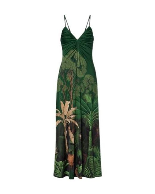 Johanna Ortiz Green Printed Jersey Midi Dress