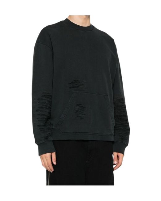 MM6 by Maison Margiela Black Ripped Sweatshirt for men