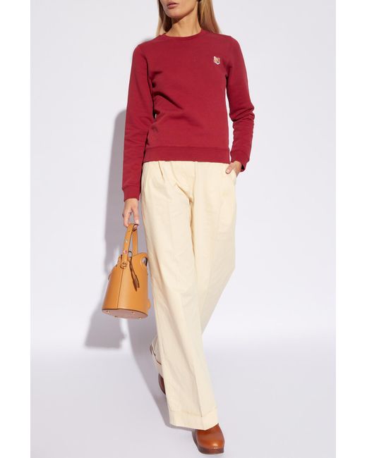 Maison Kitsuné Red Maison Kitsuné Fox Head Patch Crewneck Sweatshirt