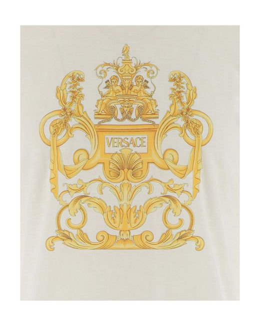 Versace White Baroque-Pattern Print T-Shirt for men