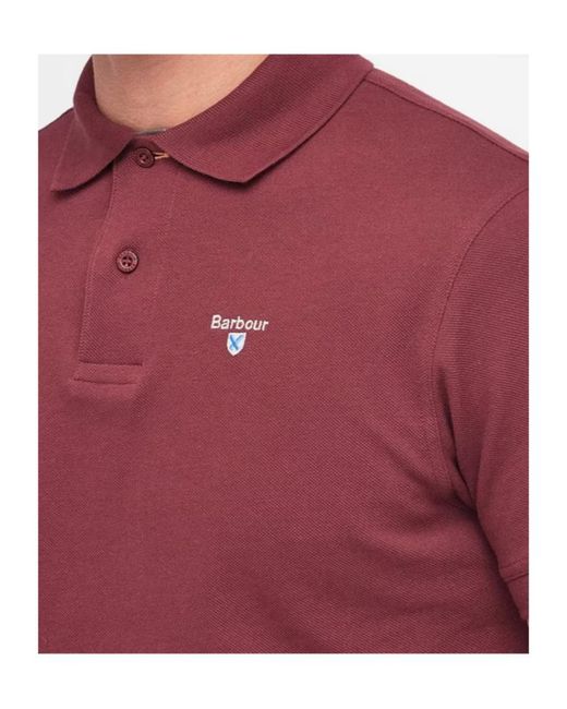 Barbour Red Tartan Pique Polo Shirt for men