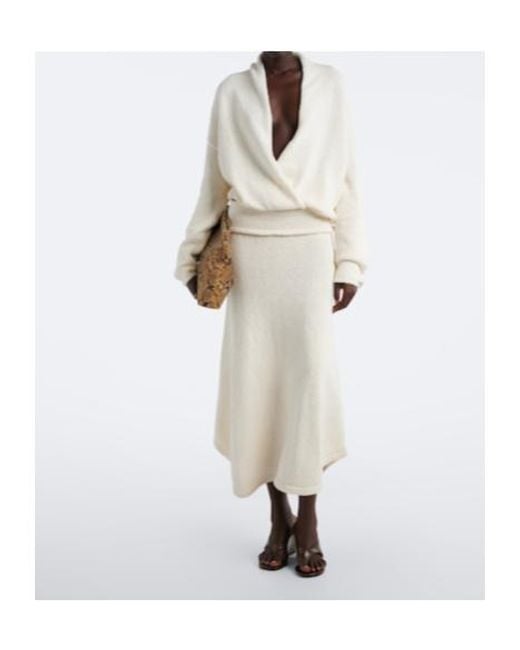 AYA MUSE White Kena Knitted Cotton Midi Skirt