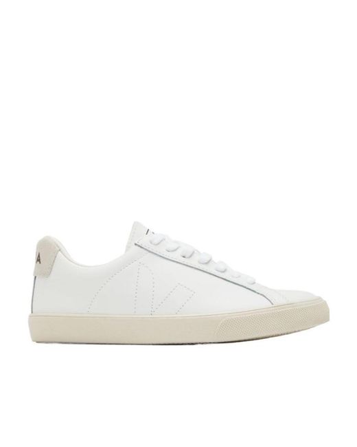 Veja White Esplar Logo Embroidered Low-Top Sneakers for men
