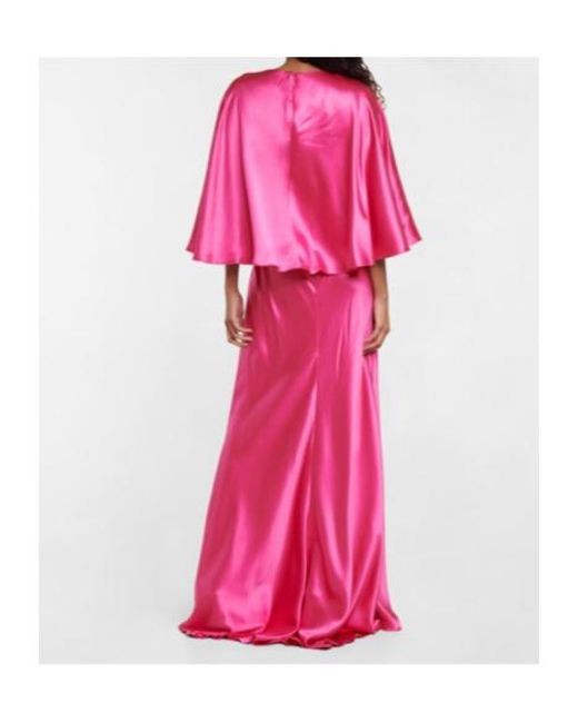 Monique Lhuillier Pink Draped Satin Gown
