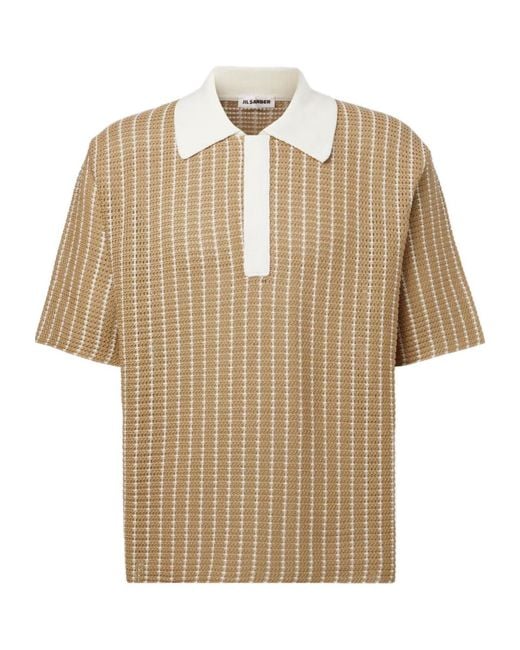 Jil Sander Natural Knitted Cotton Polo Shirt for men