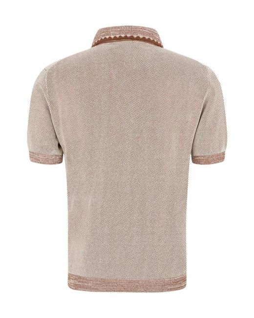Etro Natural Snap-Button Piqué Polo Shirt for men