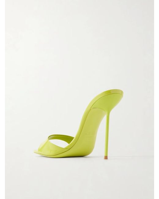Paris Texas Yellow Patent-Leather Mules