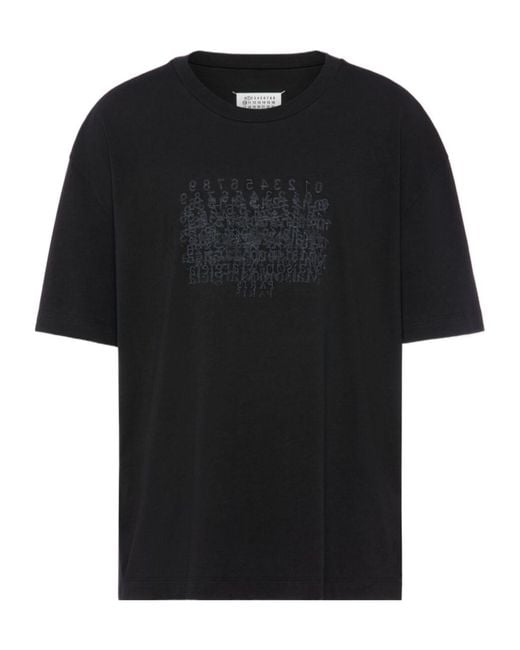 Maison Margiela Black Graphic Crew Neck T-Shirt for men