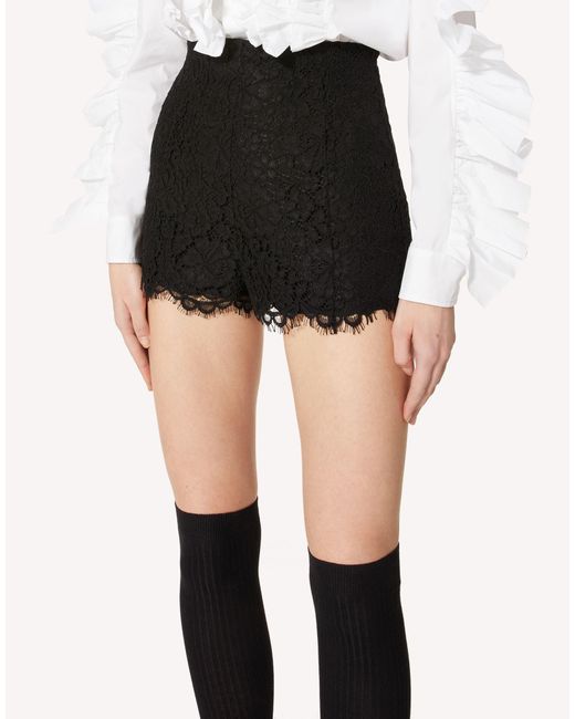 RED Valentino Black Lace Detail Shorts