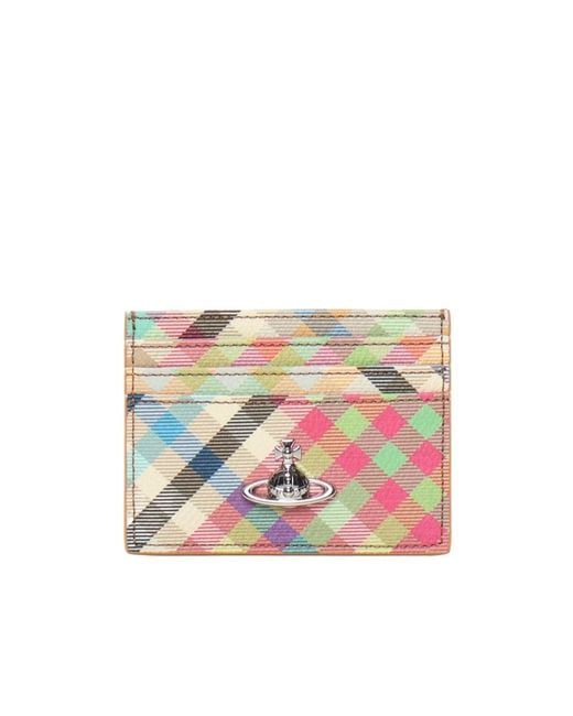 Vivienne Westwood White Logo Plaque Checked Wallet