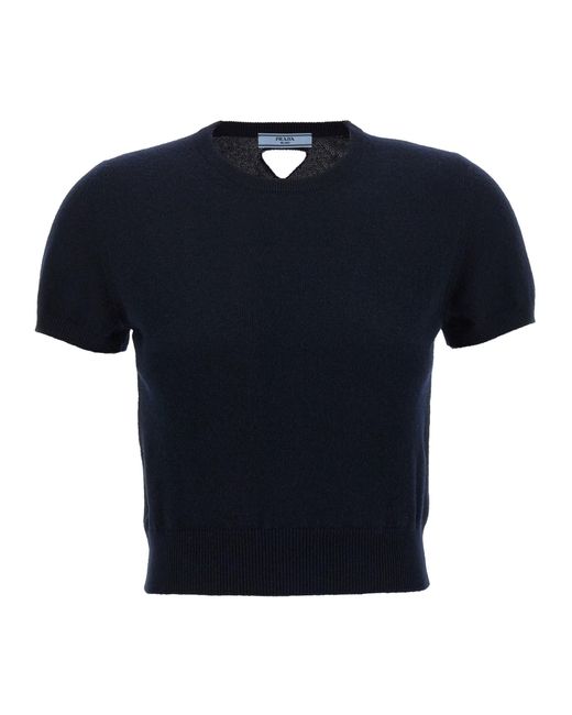 Prada Blue Crewneck Short-Sleeved Jumper