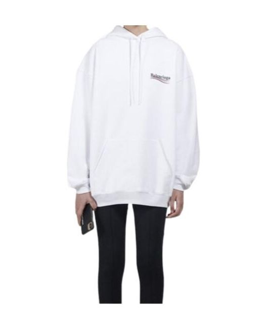 Balenciaga White Felpa Con Cappuccio Political Campaign Hoodie Large Fit Da Donna