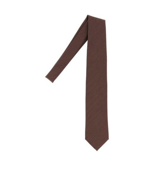 Brioni Brown Embroidered Tie for men