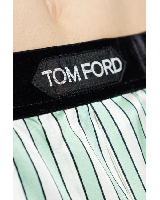 Tom Ford Green Striped Pajama Bottoms for men