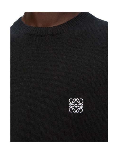 Loewe Black Logo Embroidered Crewneck Jumper for men