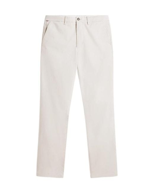Tommy Hilfiger White Denton Belt Loop Trousers for men