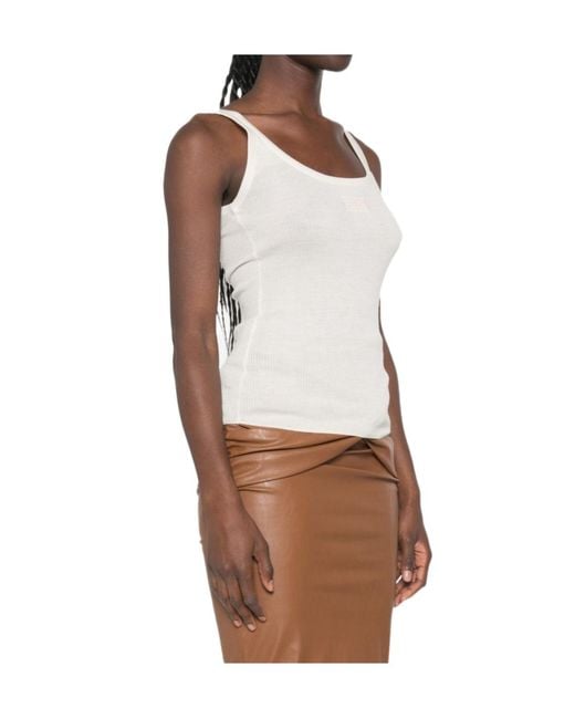 Elisabetta Franchi White Ribbed-Knit Logo-Patch Vest