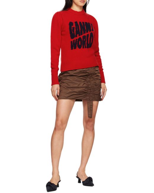 Ganni Brown Nylon Mini Skirt