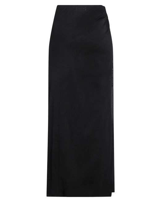 Saint Laurent Black Solid Color Tulle Midi Skirt