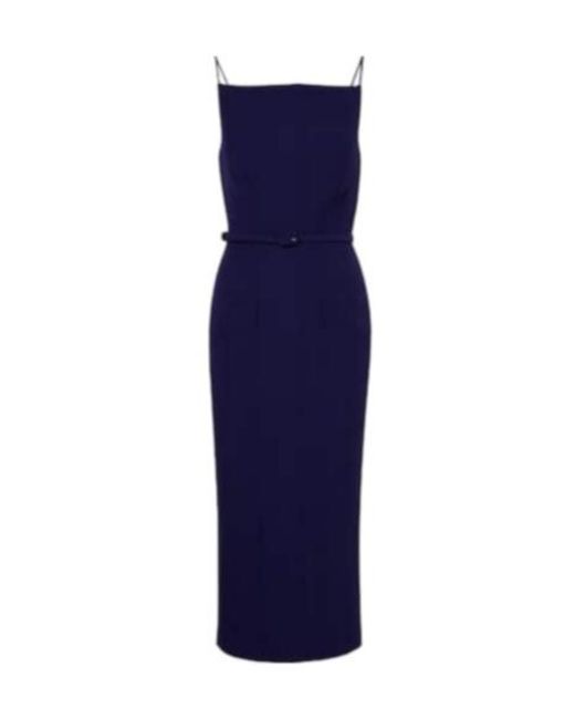 Roland Mouret Blue Belted Crêpe Midi Dress