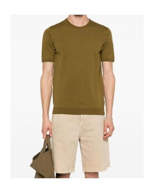 Roberto Collina Green Short-Sleeved Crew Neck T-Shirt for men