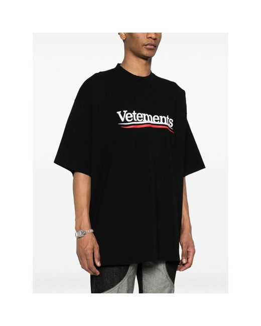 Vetements Black Logo Printed Crewneck T-Shirt for men