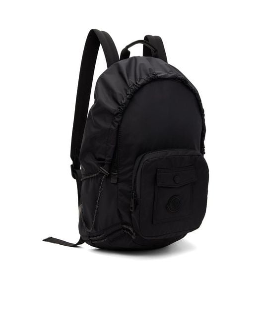 Moncler Black Makaio Logo Patch Zip-Up Backpack for men