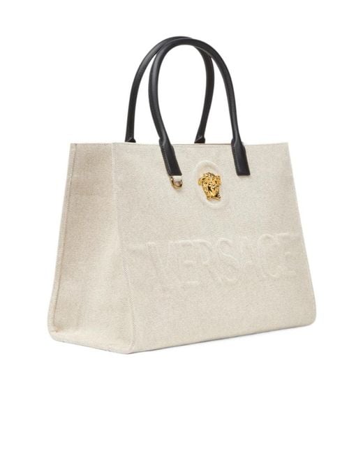 Versace Natural La Medusa Top Handle Bag