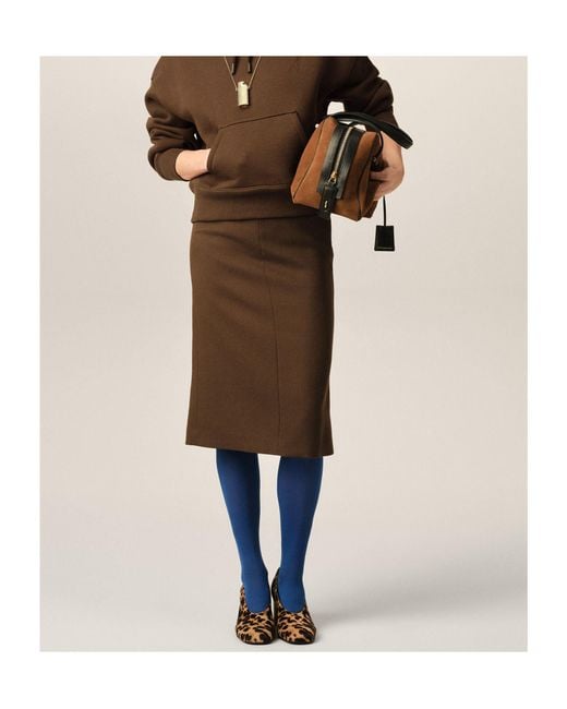 AMI Brown Ami Belted Pencil Skirt