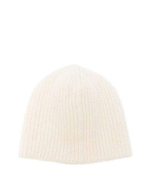 Jacquemus White Ribbed Beanie for men