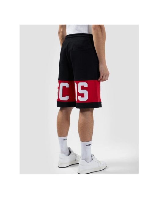 Gcds Red Logo Band Drawstring Shorts for men