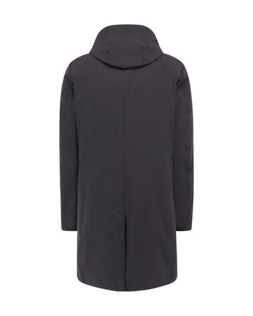 Moorer Gray Straight Hem Hooded Coat for men