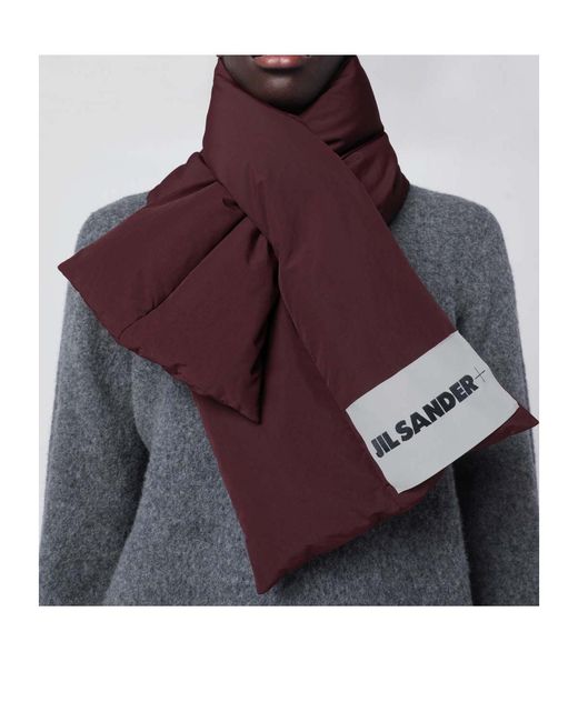 Jil Sander Purple Logo-Patch Padded Scarf for men