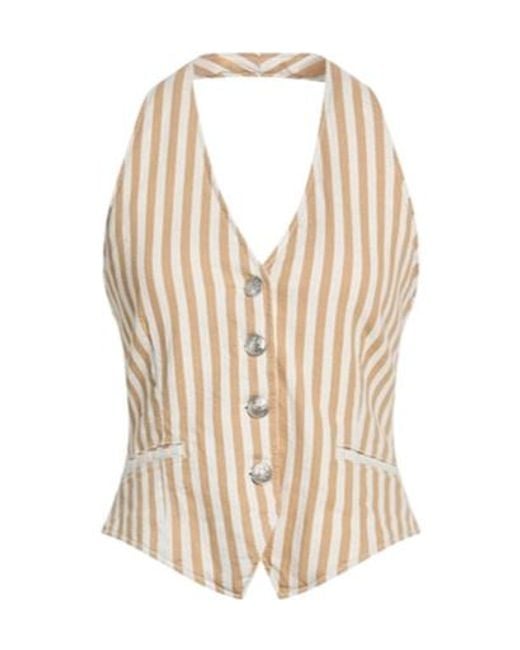 Rag & Bone Natural Striped Sleeveless Halter Top