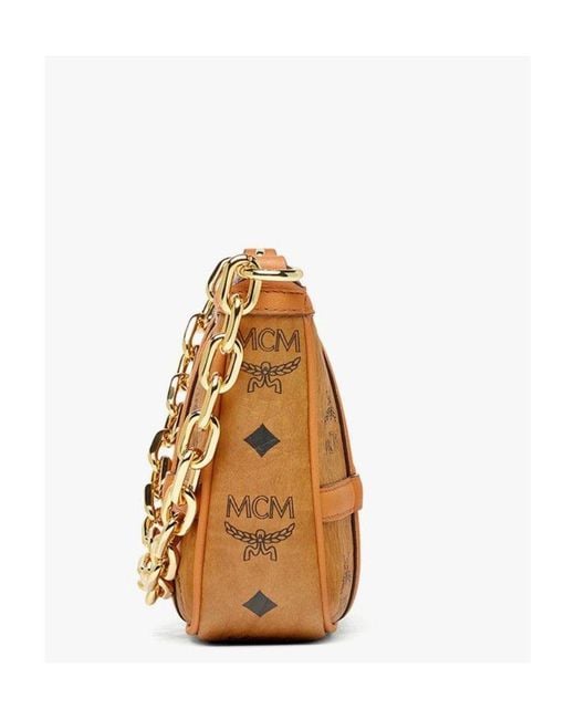MCM Brown Delmy Logo Printed Shoulder Bag