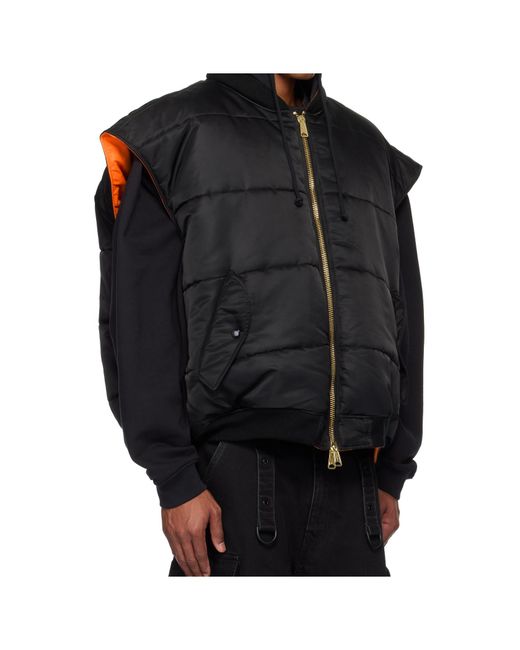 Vetements Black Zip-Up Quilted Vest for men