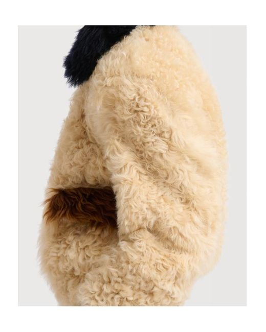 Marni Brown Color Blocked Shearling Jacket for men