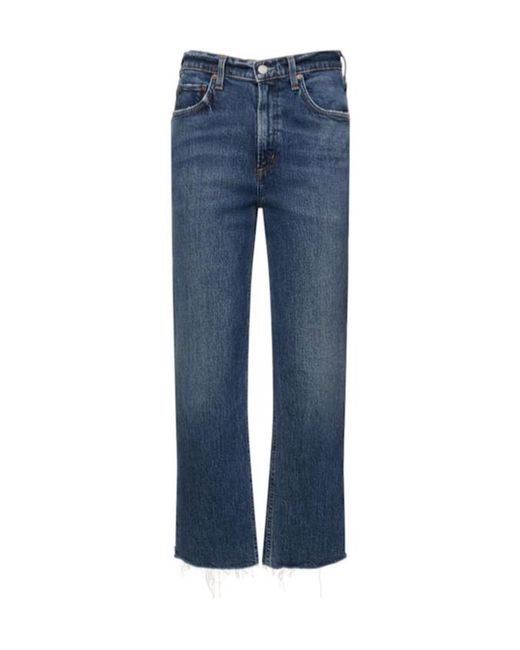 Agolde Blue Jeans Rectos Con Cintura Alta