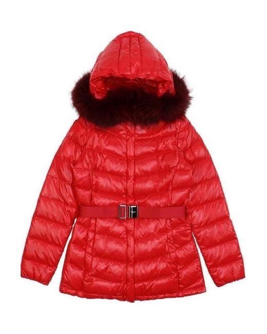 Weekend by Maxmara Red Hooded Quilted Down Jacket