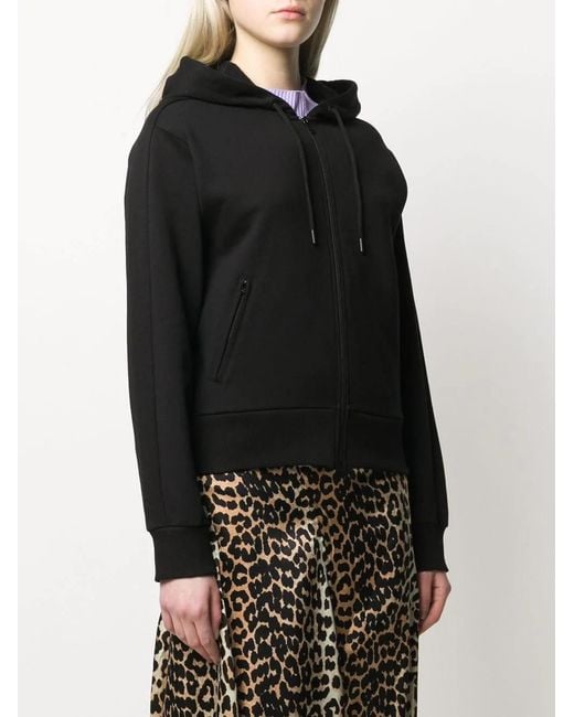 KENZO Black Logo Printed Hooded Coat