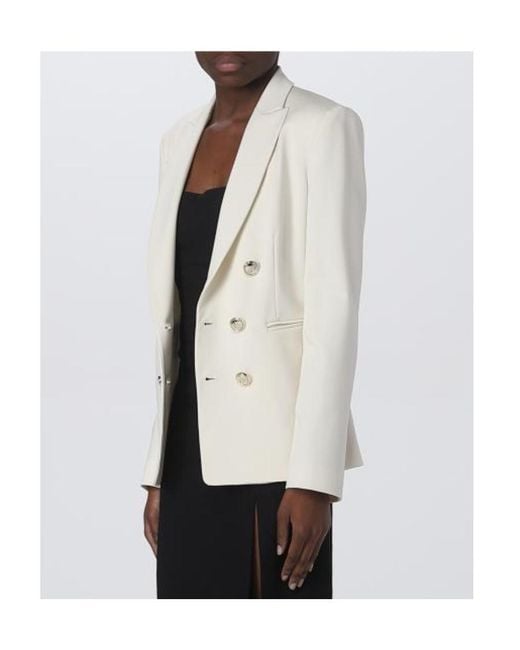 Pinko White Logo-Button Double-Breasted Blazer