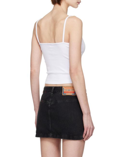 DIESEL White T-Hop-D Logo Embroidered Cami Top