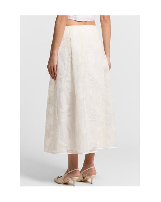 Peserico White Floral Print Pleated Skirt