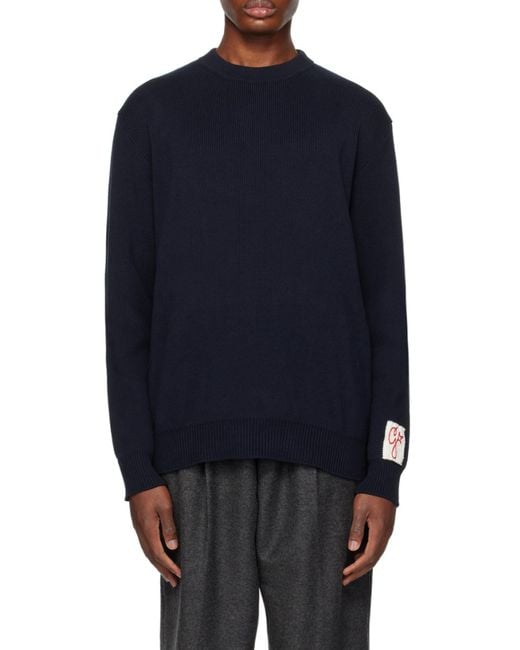 Golden Goose Deluxe Brand Blue Logo Detailed Knitted Jumper for men